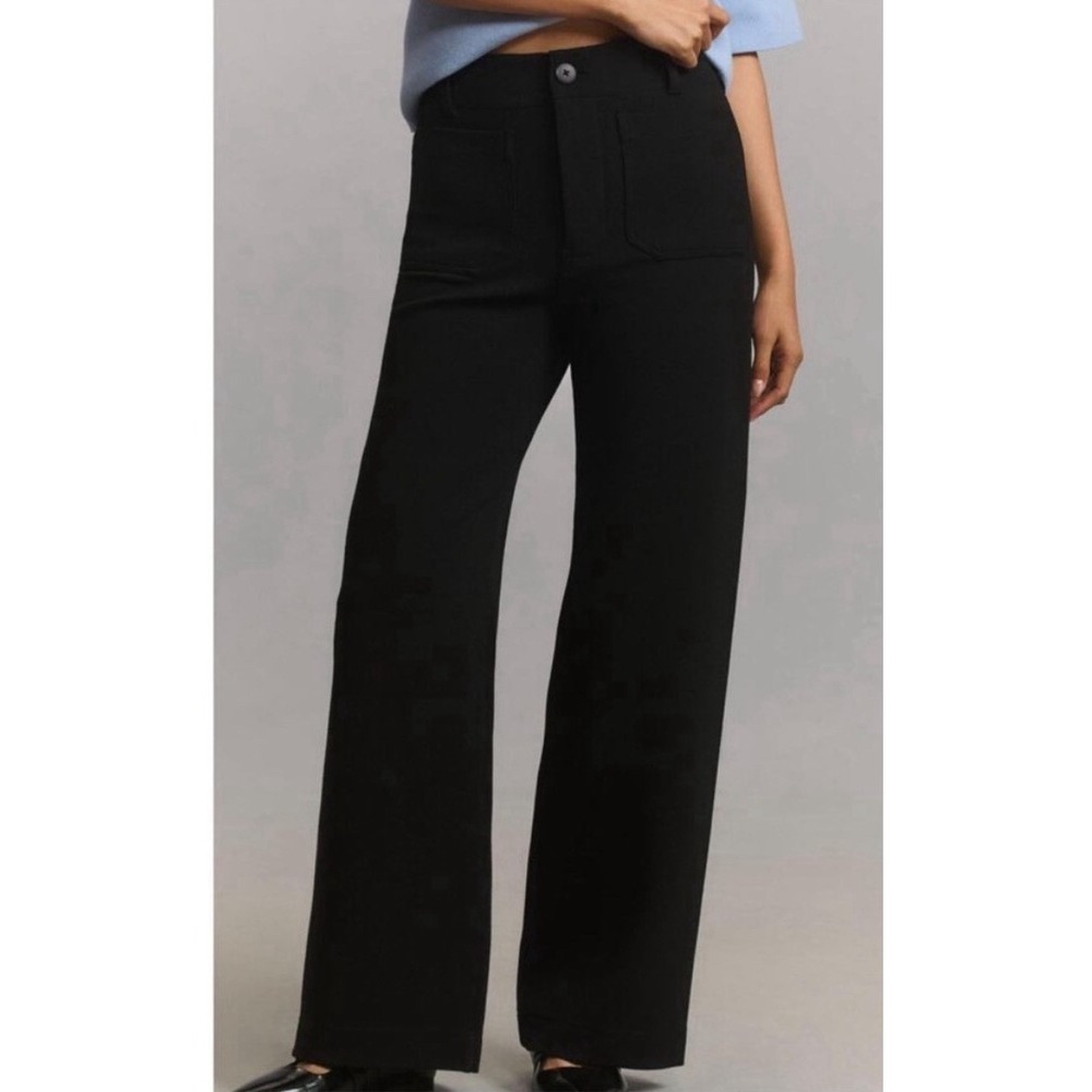 MAEVE The Colette Magic Fabric Full Length Wide-Leg Pants Women's Size 12 Black